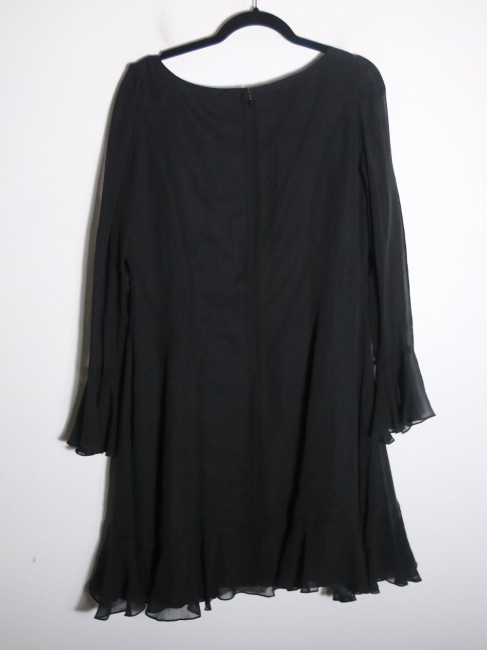 Laura‎ Ashley Vintage 100% Silk Flutter Swing Dress 12 Black Sheer Whimsy Witchy - Picture 6 of 6
